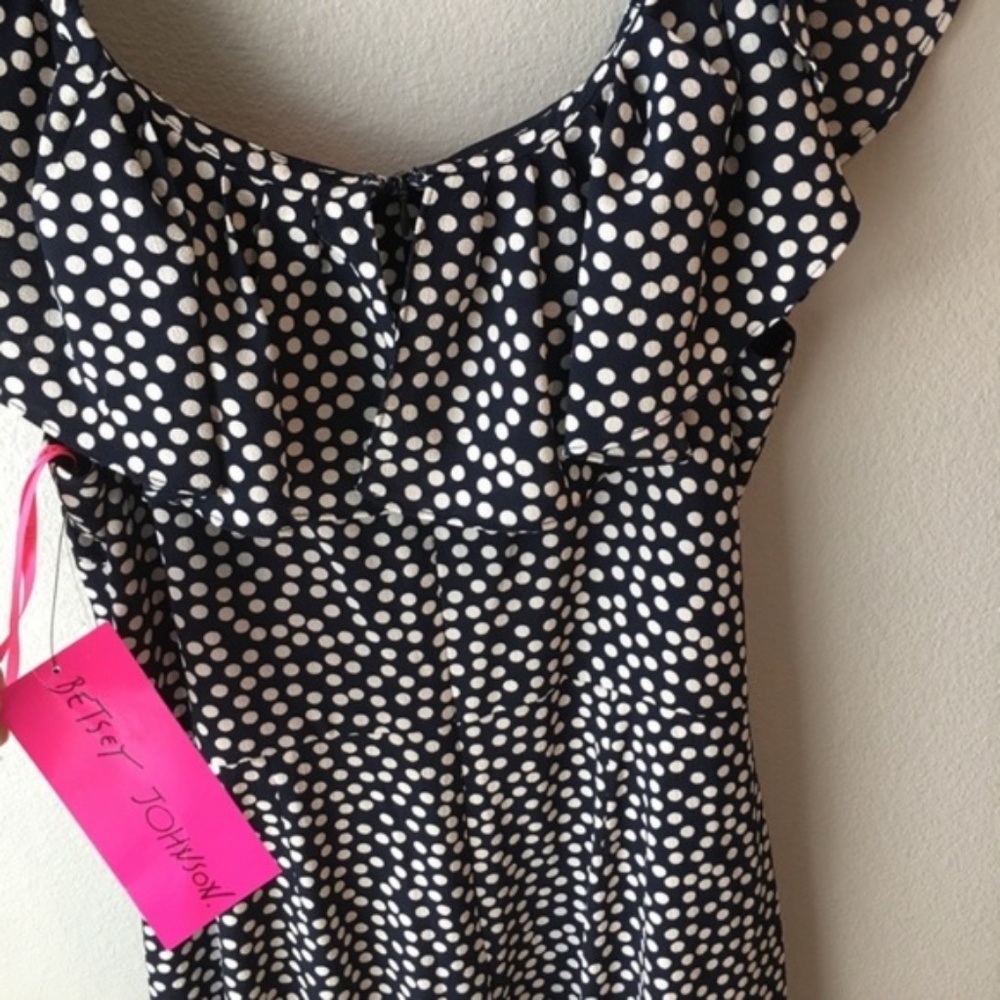 Betsey Johnson Polka Dot Jumpsuit Off Shoulder - Picture 7 of 8